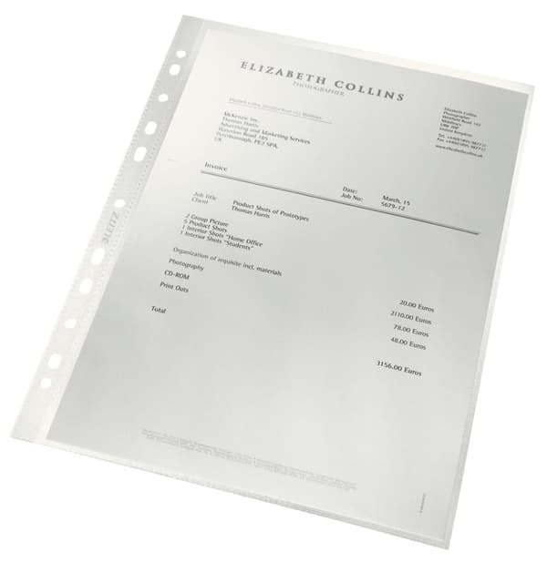 Leitz Recycle Premium Show Bag - PP - A4 - 0,09 mm - 11 hål - 100 stycken - Transparent