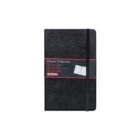 Herlitz 10789451 virksomhedsbog i læderlook, sort, blank, A6, 96 ark, indhold papir 80g/m² notesbog Classic Collection