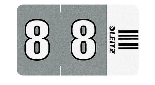 Leitz 66080000 Orgacolor nummersignal 8, 100 stycken, grå