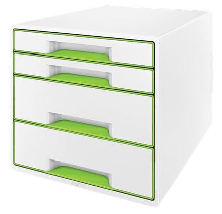 Leitz WOW Cube -jalusta 4 laatikolla - Säilytysosastoilla - Toimisto- ja kotitöihin - Ihanteellinen kotitoimistoon - Valkoinen/vihreä