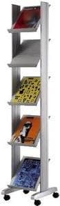 PAPERFLOW esiteteline, lattialle, 5 lokeroa, 350 x 385 x 1 675 mm, alumiini hopea 1 kpl (259N.35)