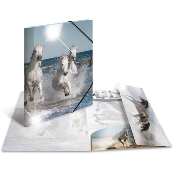 Elastisk folder - HERMA - Hästar - PP Glossy - A4 - 3 flikar och elastisk stängning
