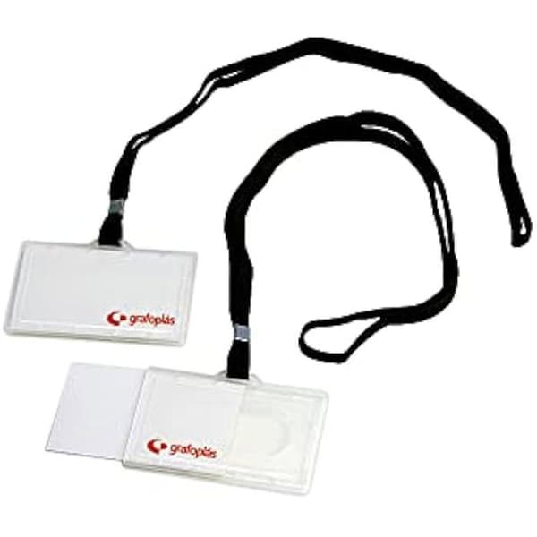 Identifiers suspenders - Grafoplas - Box of 50 - Flexible PVC - Black fabric cord - 90 x 55 mm