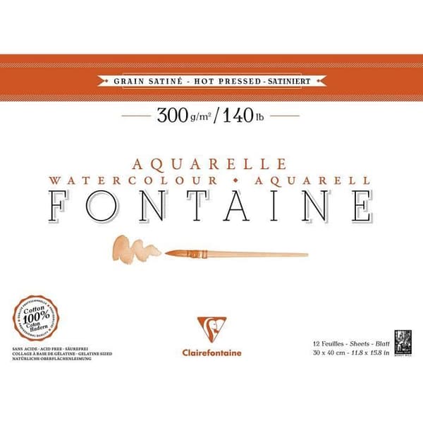 Clairefontaine Fontaine Satin Block 12 ark limmade på ena sidan 30 x 40 cm 300 g - 96351C