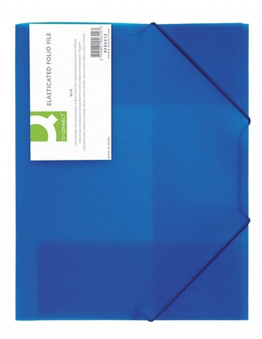Q-Connect A4 elastisk mapp med 3 flikar 400 mic Transparent blå KF02312