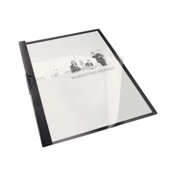 Esselte Vivida Clipfolder A4 för 25 ark svart med transparent omslag