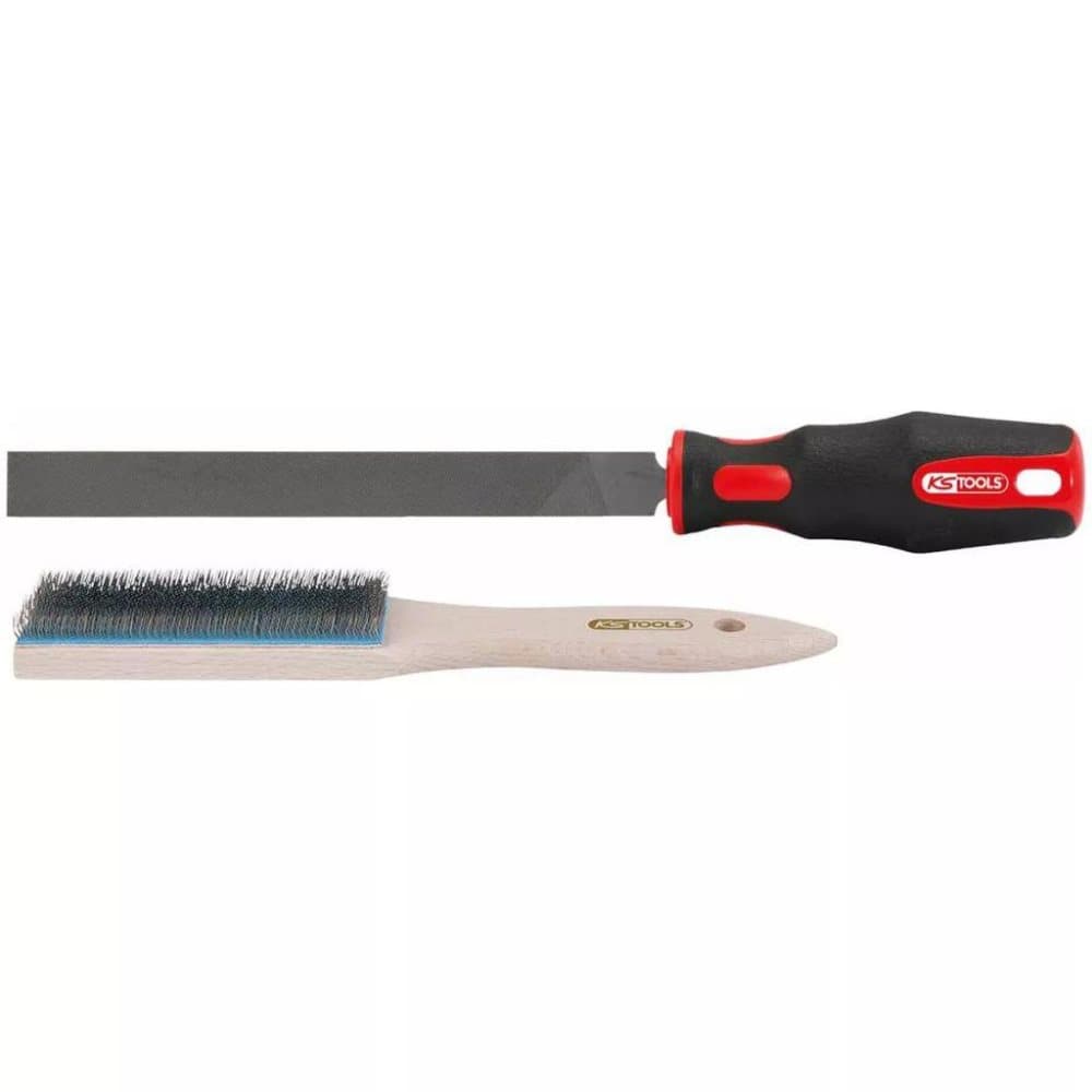 KS Tools flad fil med filbørste 157.0009