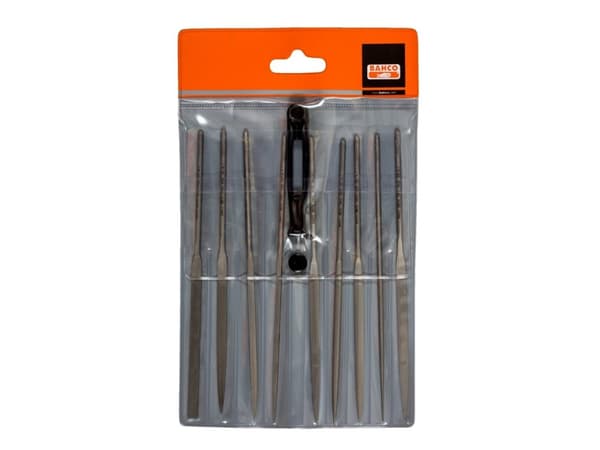 Bahco 2-471-16-1-0, Sats med filer, Klämmapp, Halvrund fil, Knivfil, Rund fil, Fyrkant, Trekantsfil, Fin, 95 g, 160 mm