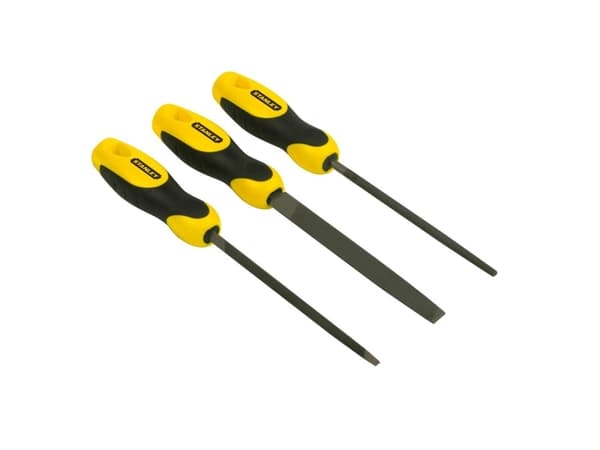 Stanley 0-22-445, Sats med filer, Kolstål, Svart, Gul, 15 cm