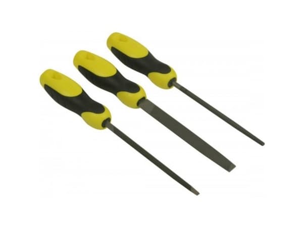 Stanley 0-22-445, Sats med filer, Kolstål, Svart, Gul, 15 cm