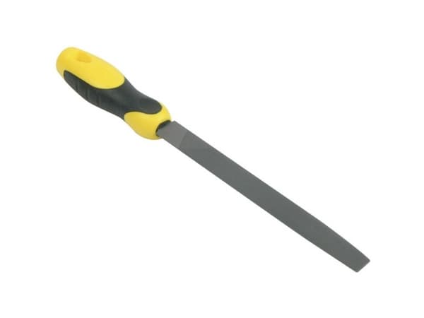 Stanley 0-22-501, Fil, Halvrund fil, Medelfin, Kolstål, Svart, Gul, Halkfritt grepp, Mjukt grepp