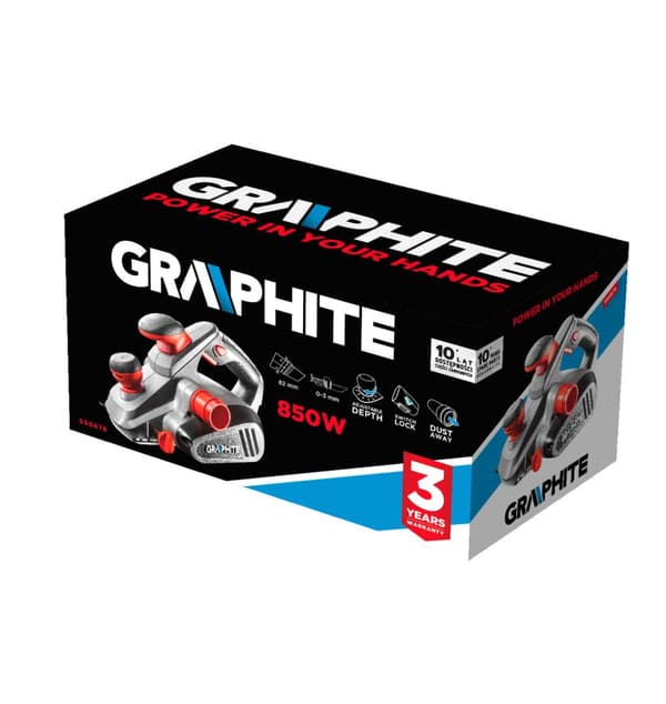 Høvlemaskine 850W, høvledybde 3 mm, høvlebredde 82 mm