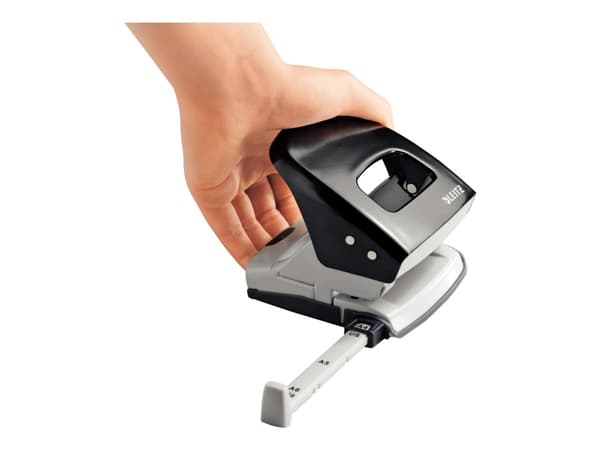 Hulapparat Leitz 5008 sort 2-huls med skinne - til 30 ark