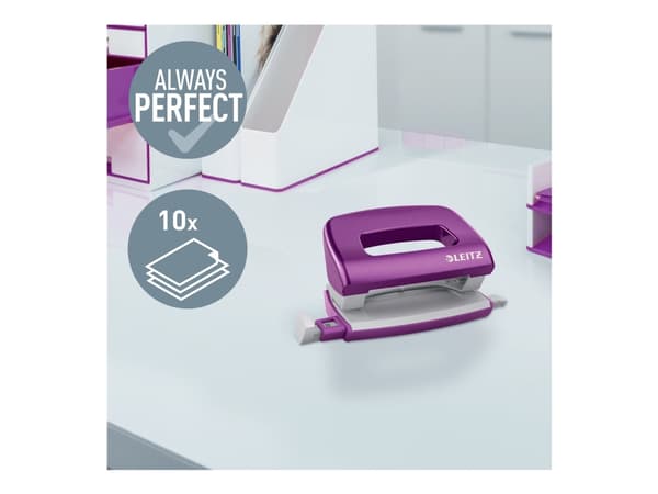 Leitz WOW NeXXt - Puncher - 10 ark / 1 mm - metall - lilla