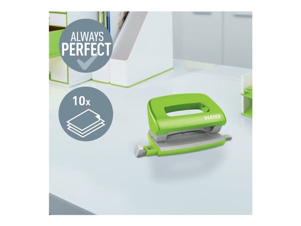 Leitz WOW Mini - Hullstanser - 10 ark / 1 mm - metall, plast - grønn