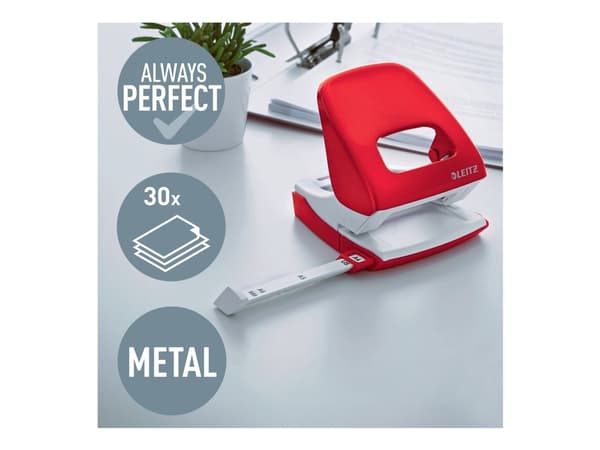 Leitz NeXXt WOW - Hullstanser - 30 ark / 3 mm - metall - rød