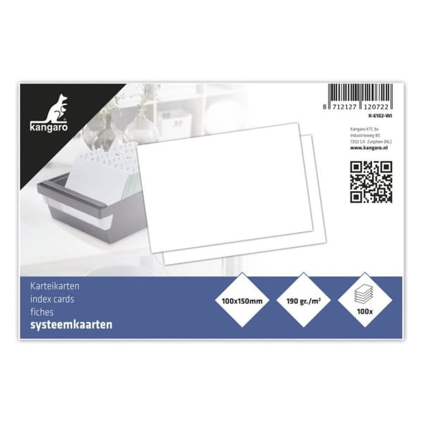 Kangaro K-6102-WI Systemkort Blank 10x15 cm 100 ark hvid
