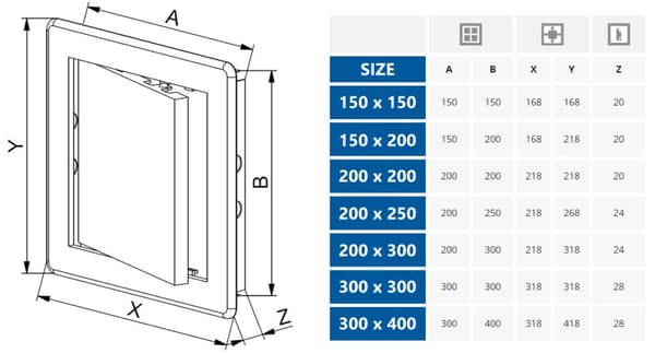 Inspektionsdør hvid 200x250 mm ABS