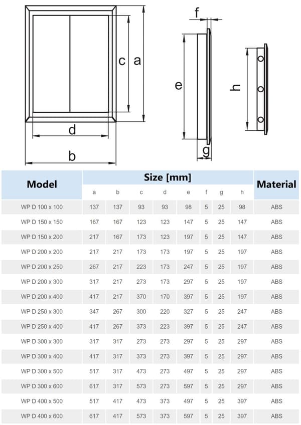 Inspektionsdør hvid 400x500 mm ABS