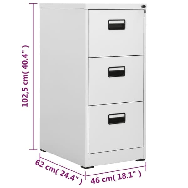 vidaXL Arkivskap 46x62x102,5 cm stål lysegrå
