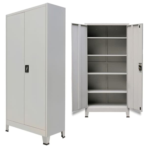 vidaXL kontorskab med 2 låger stål 90 x 40 x 180 cm stål grå