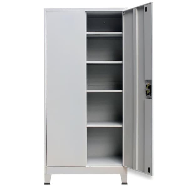vidaXL kontorskab med 2 låger stål 90 x 40 x 180 cm stål grå