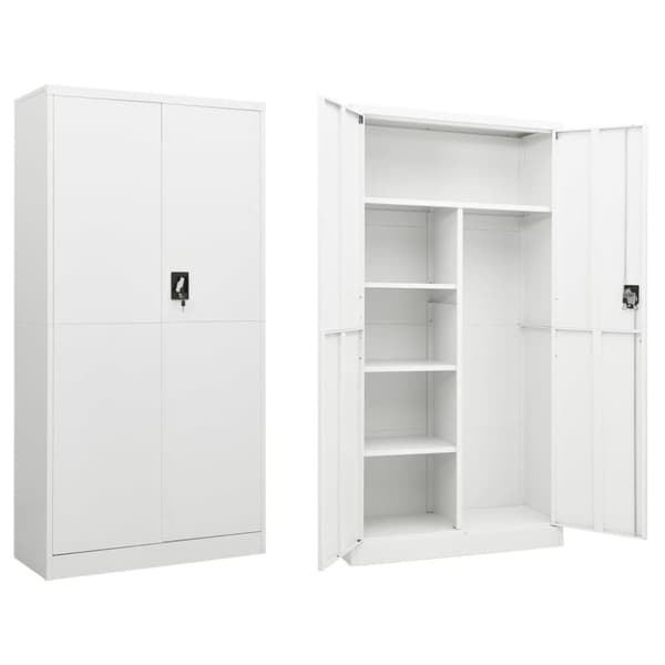 vidaXL skab med lås 90x40x180 cm stål hvid
