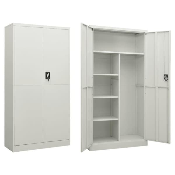 vidaXL skab med lås 90x40x180 cm stål lysegrå