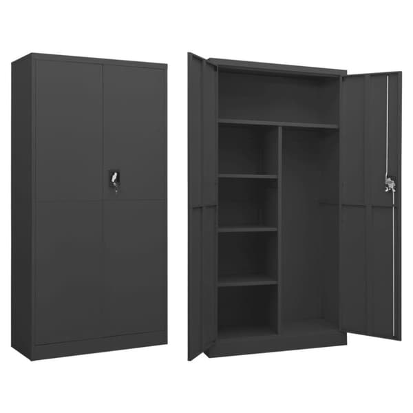 vidaXL skab med lås 90x40x180 cm stål antracitgrå