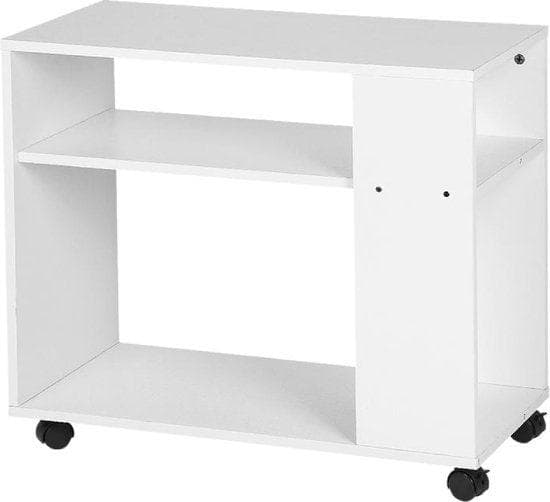 Skåp på hjul - byrå Modern - förvaringsskåp mobil - sängbord trä - sängbord på hjul - skåp trä - förvaringsmöbler - 70 x 61 x 35 cm - vitt