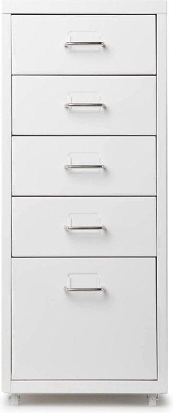 Metal Desk Cabinet - Archive Cabinet - Office Cabinet - Dokumentskåp - med 5 lådor - White - 28 x 41 x 69 cm