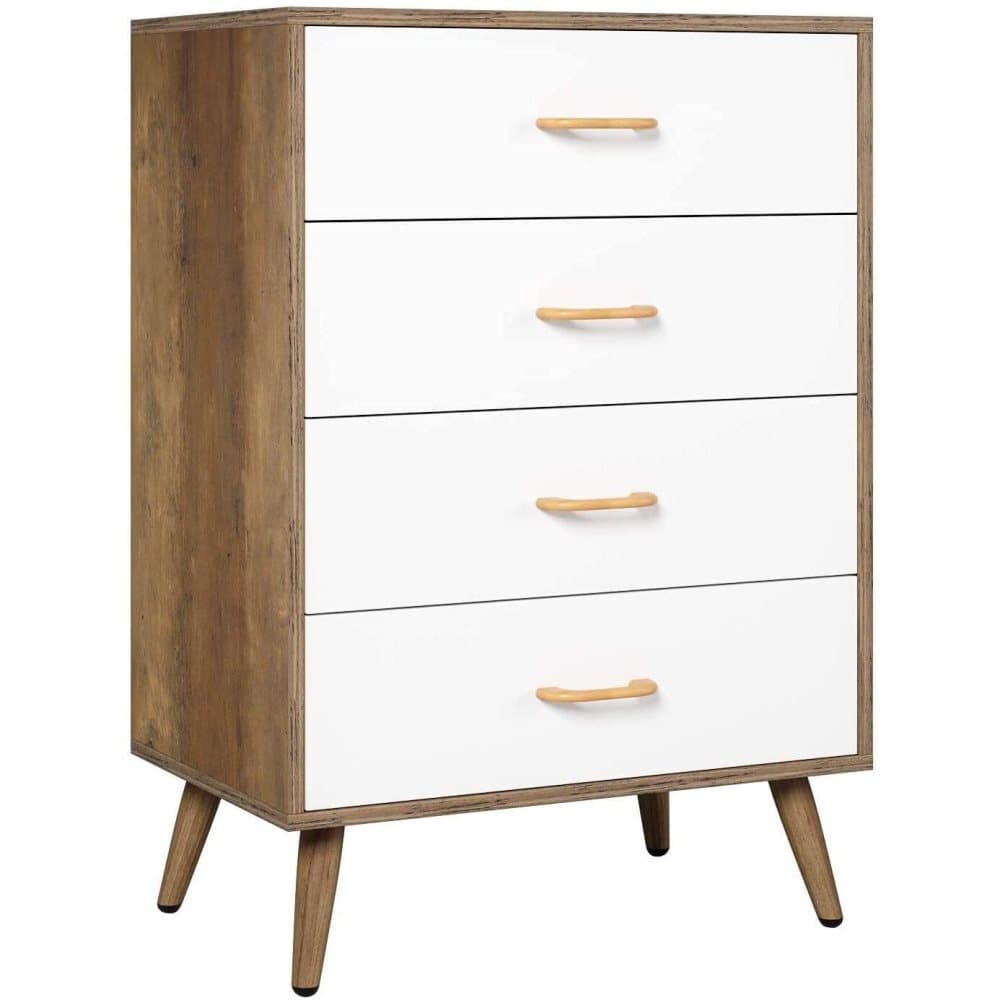 Kontorsbehållare med 4 lådor arkivskåp kontorsskåp E1 spånskiva vit + naturlig