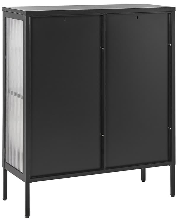 Kontorskab Sort Stål 90 x 35 x 111 cm Metal 2 døre Glas Front