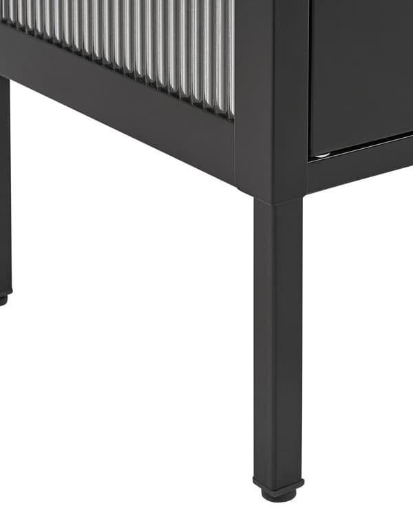 Kontorskab Sort Stål 90 x 35 x 111 cm Metal 2 døre Glas Front