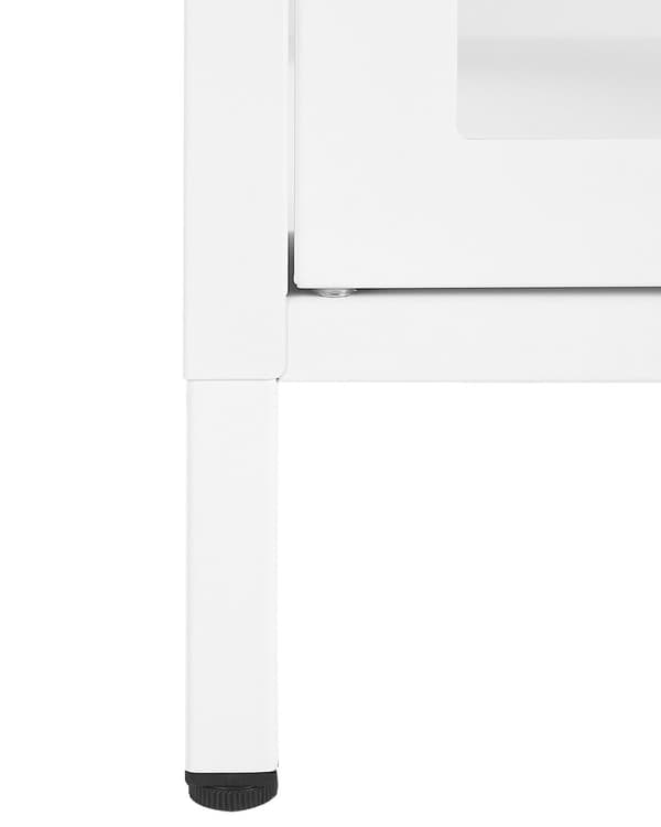 Skænk Hvid Stål Glas Lav Metal Kommode med Justerbare Hylder Industrielt Opbevaring Dupper Kabelstyring TV Bord Kontor Møbel Design