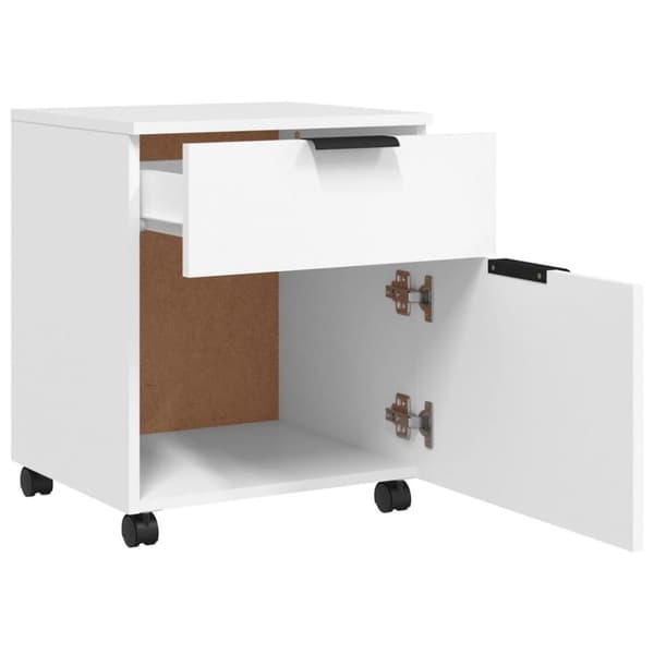 vidaXL Mobilt arkivskap med hjul hvit 45x38x54 cm konstruert tre