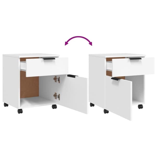 vidaXL Mobilt arkivskap med hjul hvit 45x38x54 cm konstruert tre