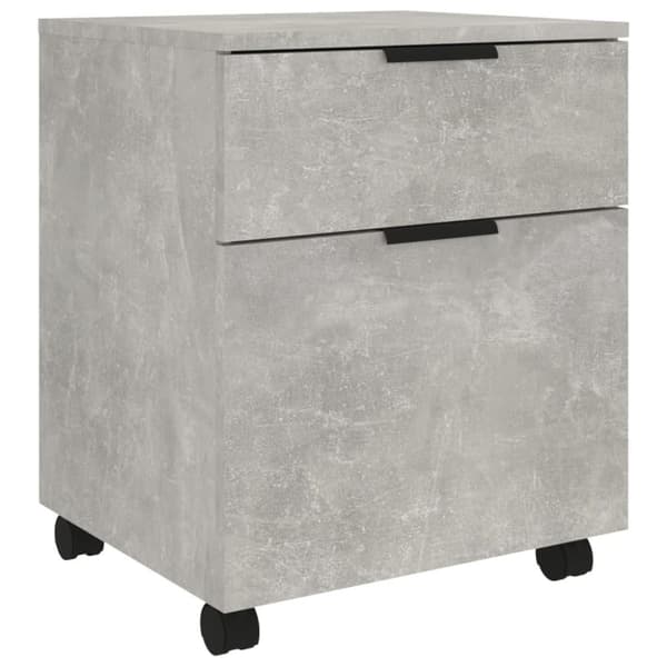 vidaXL Mobilt arkivskap med hjul betonggrå 45x38x54 cm konstruert tre