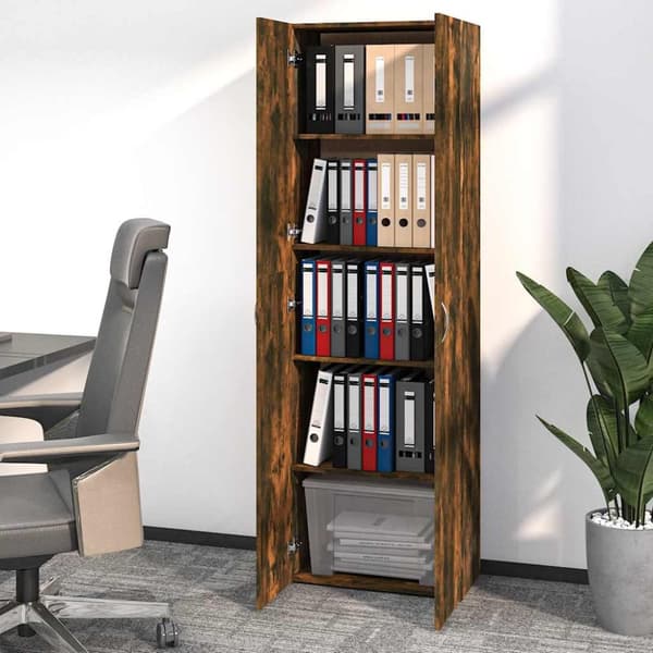 vidaXL Kontorskap røkt eik 60x32x190 cm konstruert tre