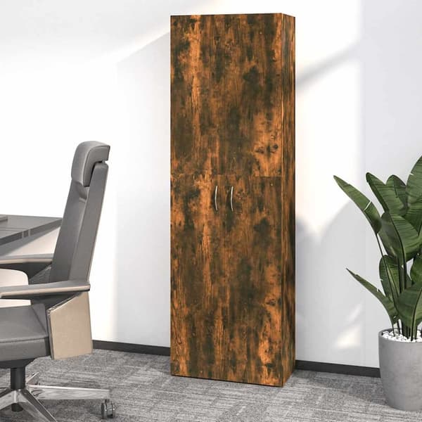 vidaXL Kontorskap røkt eik 60x32x190 cm konstruert tre