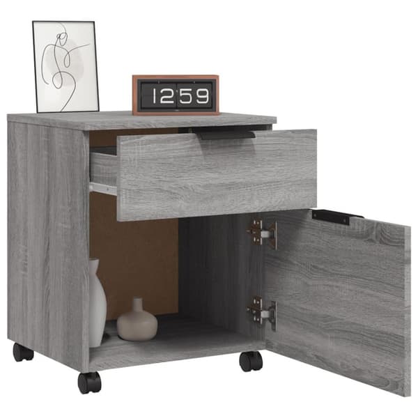 vidaXL Mobilt arkivskap med hjul grå sonoma 45x38x54 cm konstruert tre