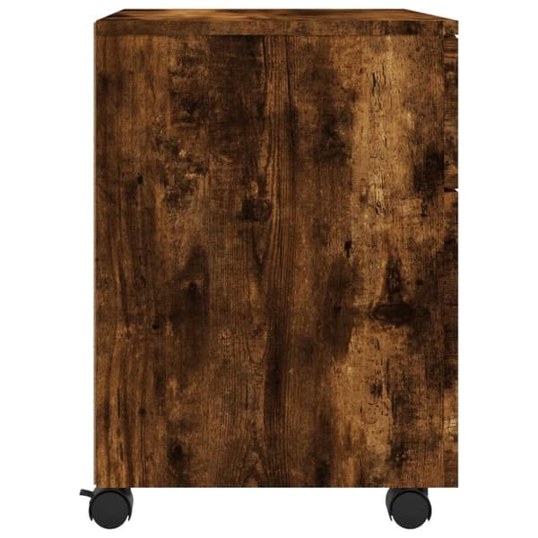 vidaXL arkivskab med hjul 45x38x54 cm konstrueret træ røget egetræ