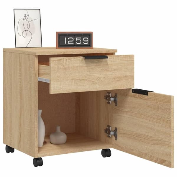 vidaXL arkivskab med hjul 45x38x54 cm konstrueret træ sonoma-eg