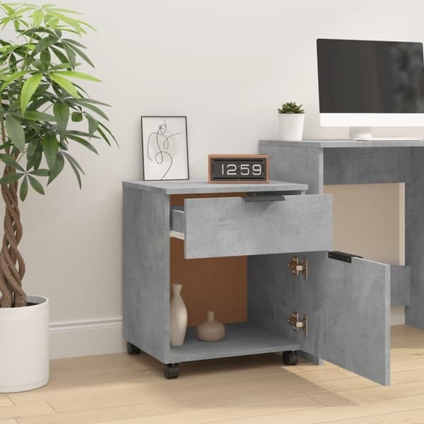 vidaXL arkivskab med hjul 45x38x54 cm konstrueret træ betongrå