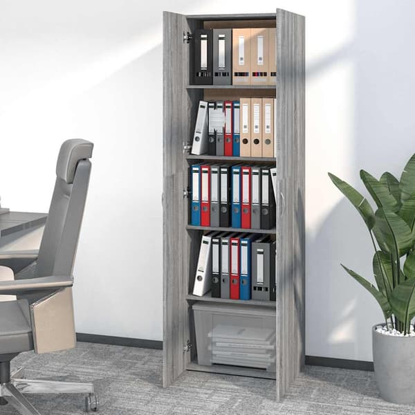 vidaXL Toimistokaappi harmaa Sonoma 60x32x190 cm tekninen puu