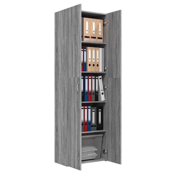 vidaXL Toimistokaappi harmaa Sonoma 60x32x190 cm tekninen puu