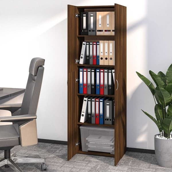 vidaXL Toimistokaappi ruskea tammi 60x32x190 cm tekninen puu