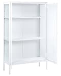 Miniatyrbillede 5 af 8: Vitrineskab Hvid Stål 150 x 90 cm Lavt Vitrine Skænk med Glaslåger Hylder Design Glasskab til Stue Entré Tilbehør Glasvitrine