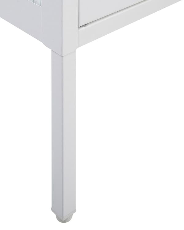 Vitrineskab Hvid Stål 150 x 90 cm Lavt Vitrine Skænk med Glaslåger Hylder Design Glasskab til Stue Entré Tilbehør Glasvitrine