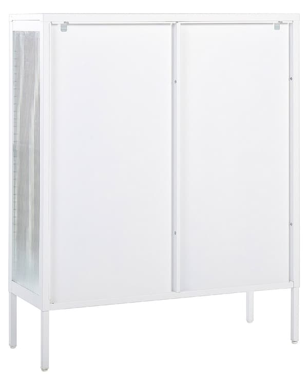 Kontorskap Hvit Stål 90 x 35 x 111 cm Metall 2 Dører Glass Front og Sider Skjerm